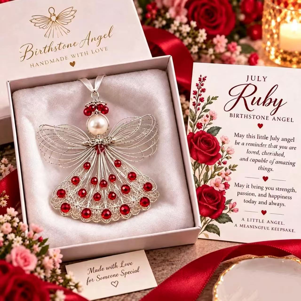 🔥Last 40pcs🎉-🕊️✨Handmade Wire Birthstone Angel Ornament💎💌Sentimental Keepsake Gift