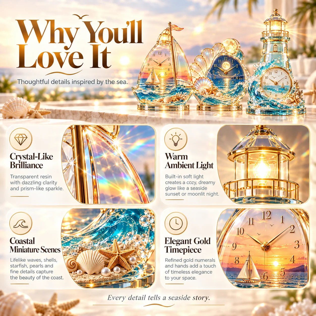 Lighthouse coastal decorative clock