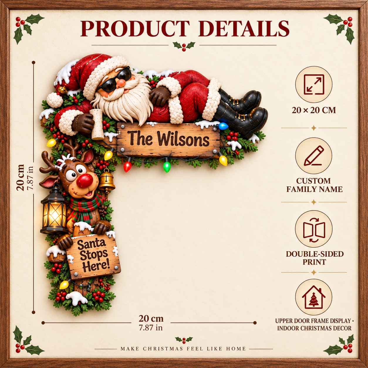 Personalized Christmas door frame decor product dimensions