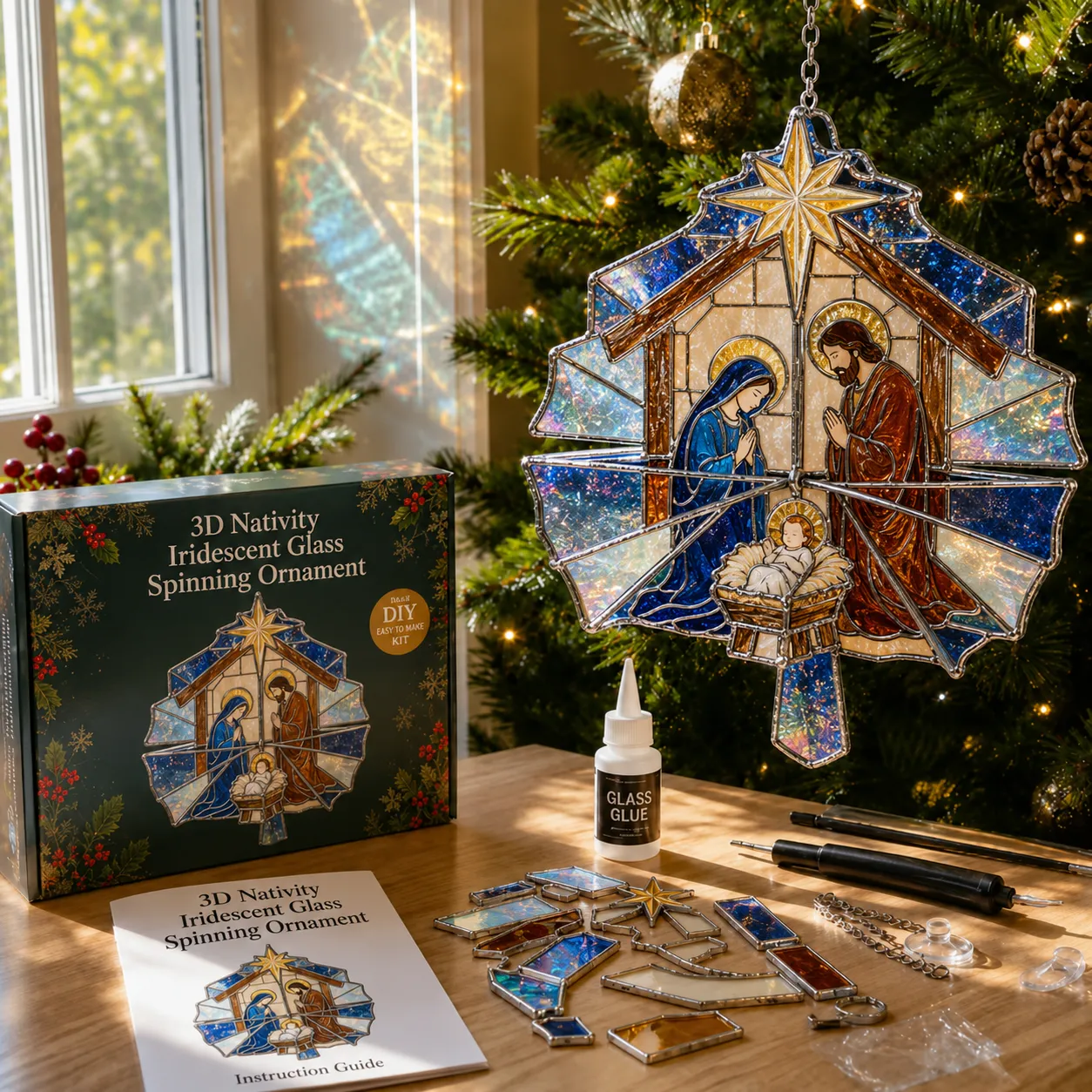 🔥Last day 70% OFF -🎄✨Beginner-Friendly 3D Christmas Iridescent Suncatcher DIY Kit