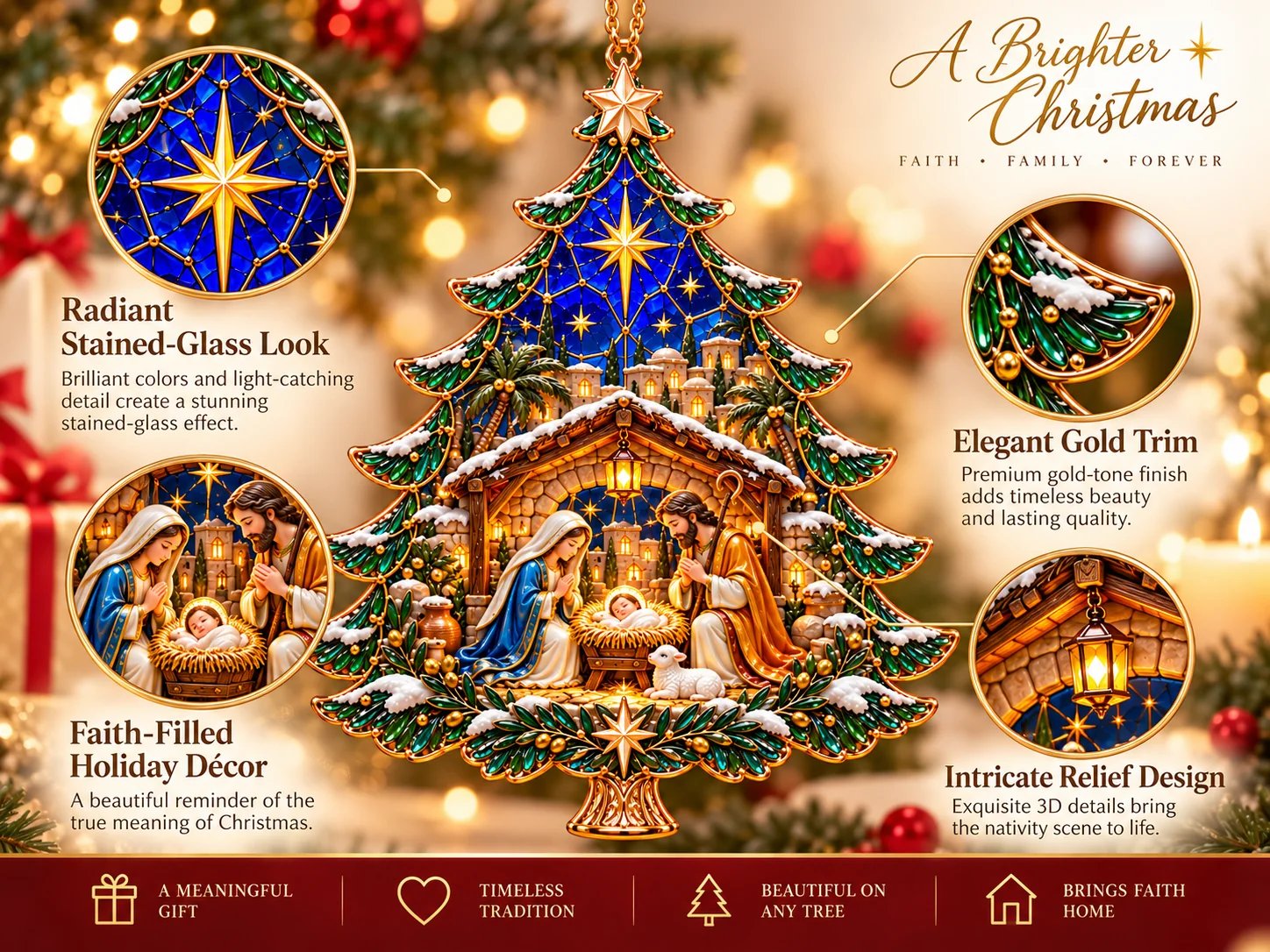 Holy Family Nativity Christmas Tree Ornament