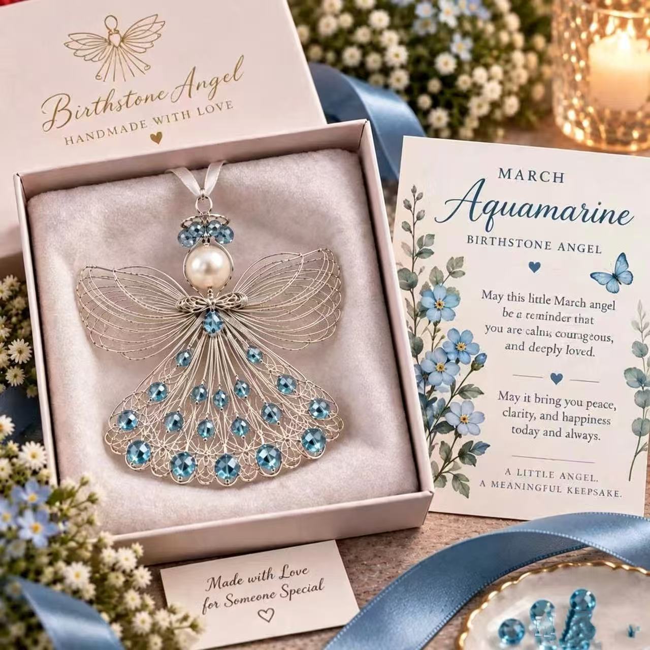 🔥Last 40pcs🎉-🕊️✨Handmade Wire Birthstone Angel Ornament💎💌Sentimental Keepsake Gift