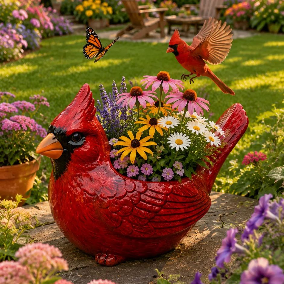 🐦 Cardinal Bird Succulent Planter