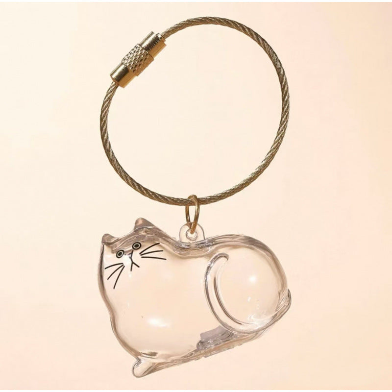 Cute Cat Hair Collector Keychain Charm Memorial Storage Box HC022
