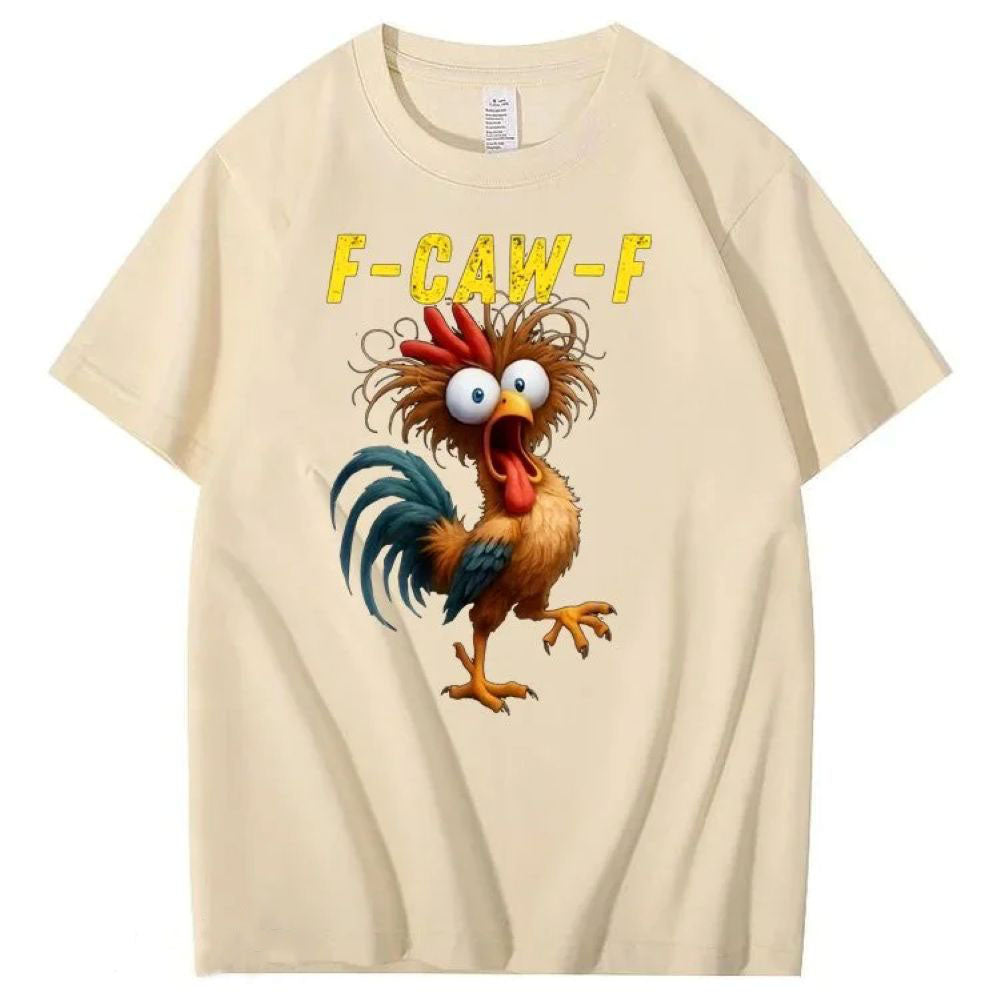 F-Caw-F Crazy Chicken Pattern T-Shirt