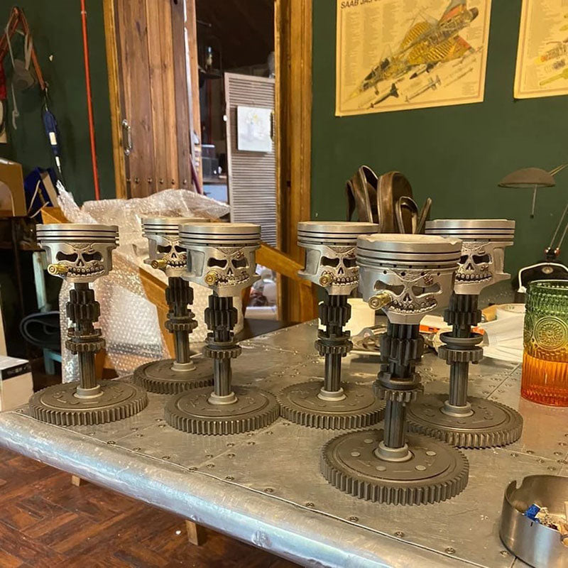 Piston Skull Face Sculpture