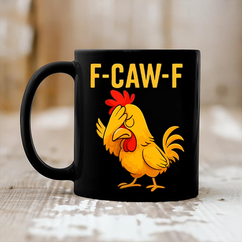 F-CAW-F Fun Face-Covering Rooster Coffee Mug