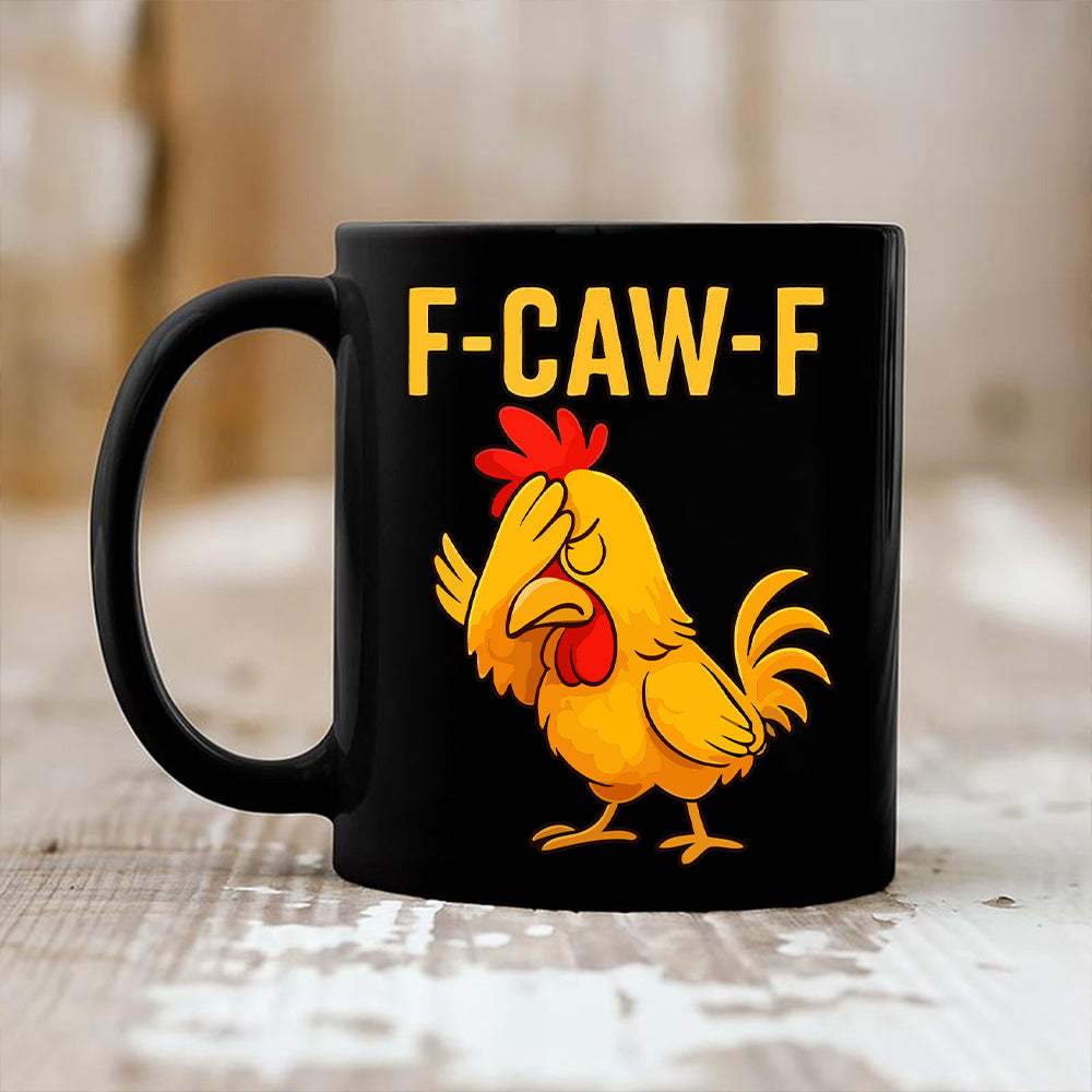 F-CAW-F Fun Face-Covering Rooster Coffee Mug