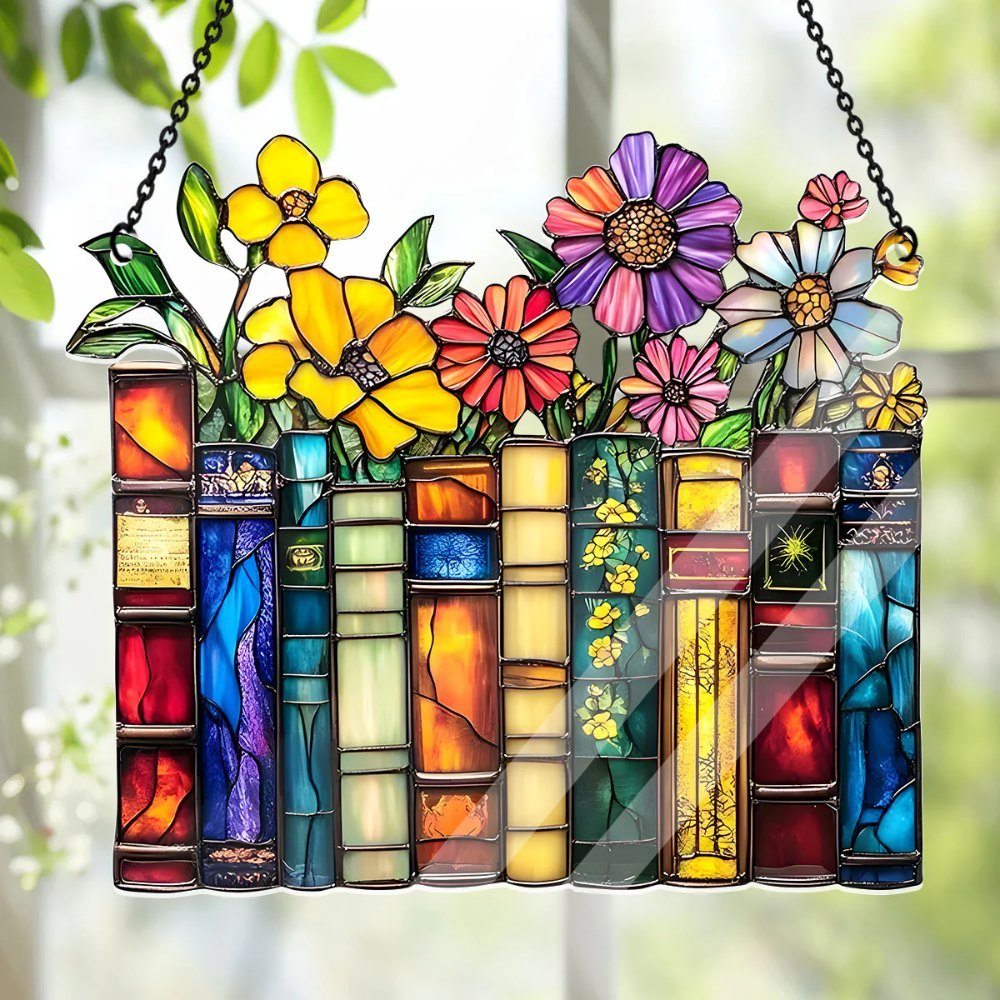 Vintage Flower Book - Acrylic Suncatcher