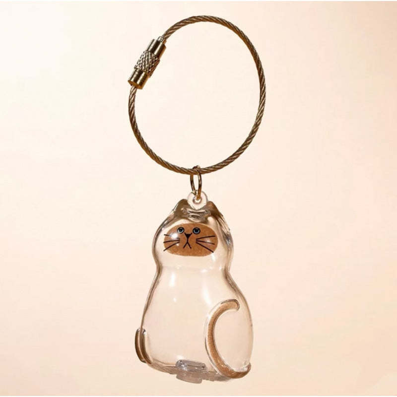 Siamese Cat Hair Collector Keychain Charm Memorial Storage Box HC025