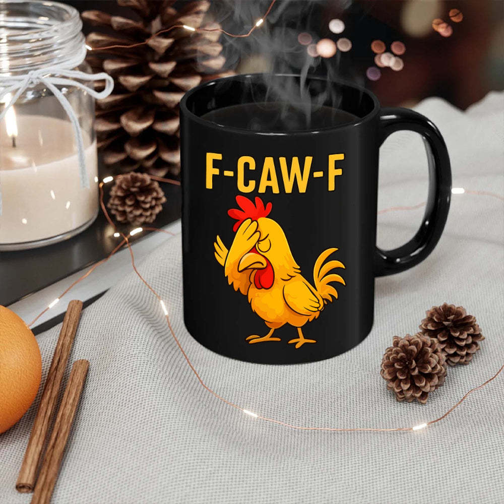 F-CAW-F Fun Face-Covering Rooster Coffee Mug