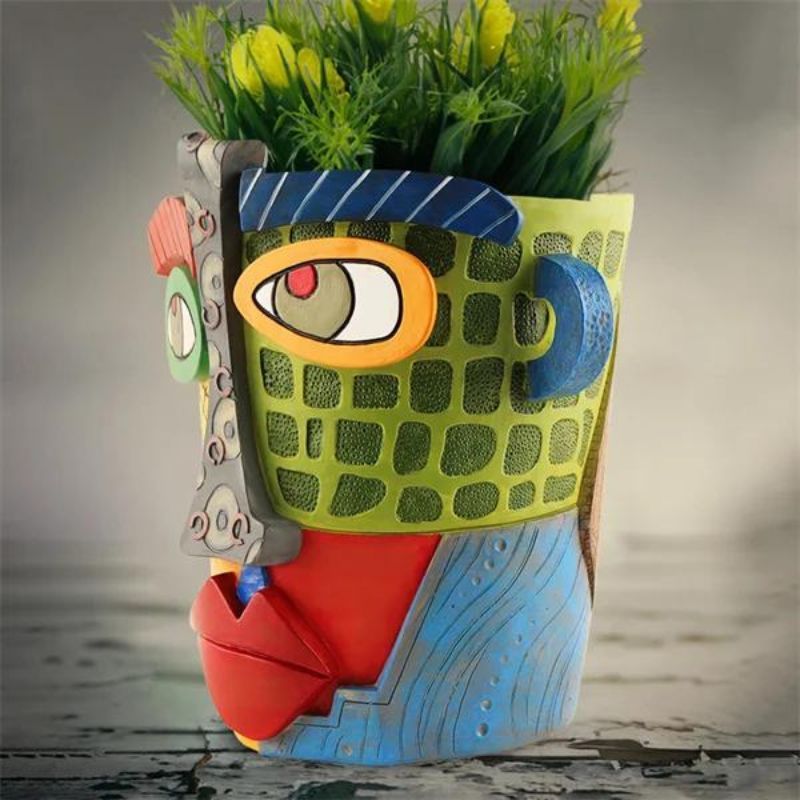 Picasso Antique Bronze Abstract Beauty Face Flower Pot
