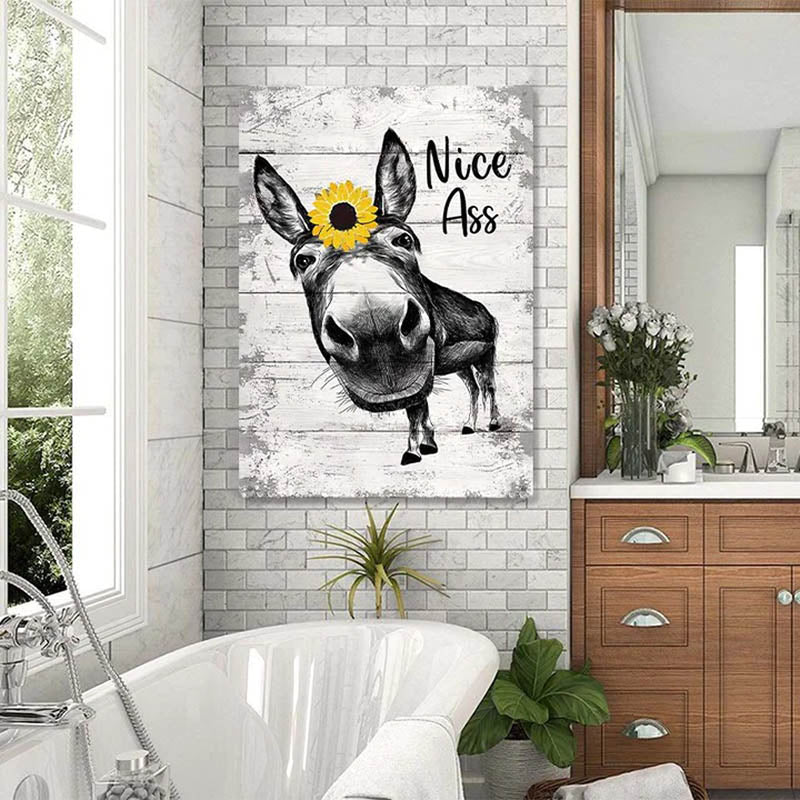 Funny Donkey Sunflower Metal Sign Farmhouse Bathroom Unique Gifts For Home Vintage Farm Animal Design-Jolura