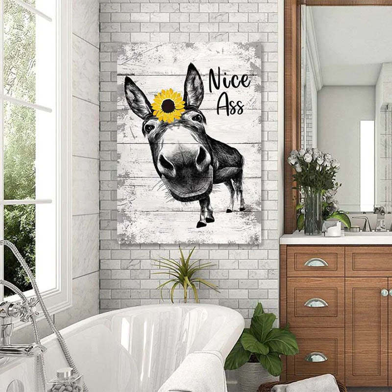 Funny Donkey Sunflower Metal Sign Farmhouse Bathroom Unique Gifts For Home Vintage Farm Animal Design-Jolura