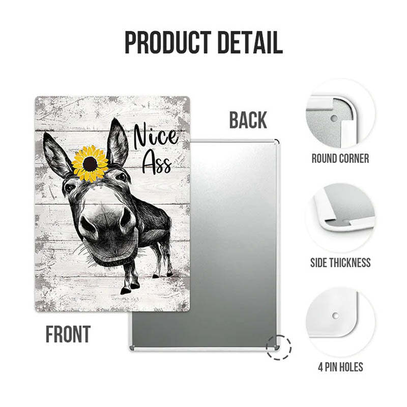 Funny Donkey Sunflower Metal Sign Farmhouse Bathroom Unique Gifts For Home Vintage Farm Animal Design-Jolura