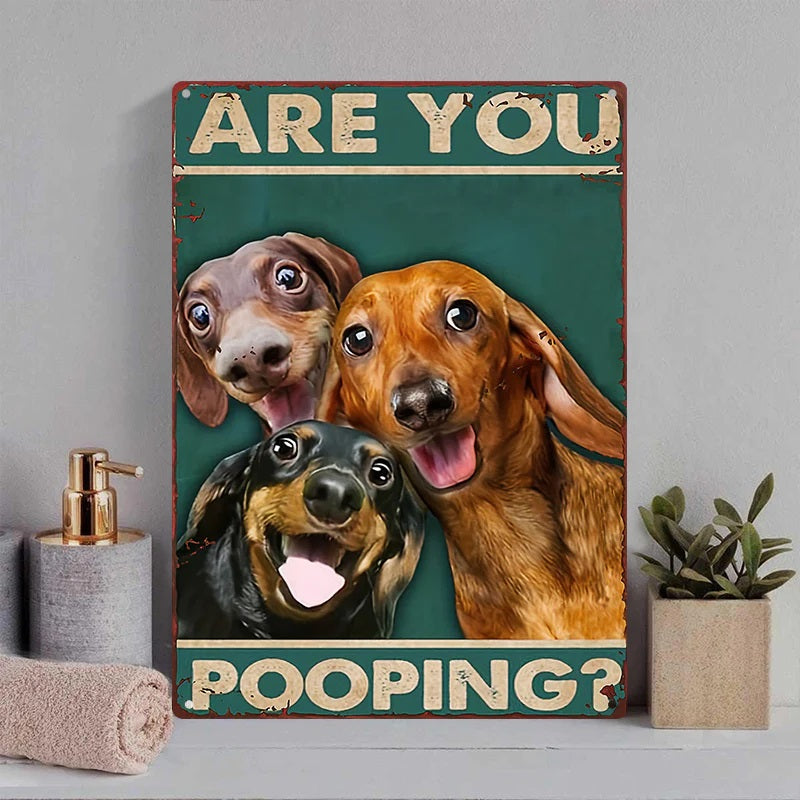 Are You Pooping Funny Dogs - Metal Sign - Gifts For Pet Lovers Personalized Custom Metal Sign-Jolura