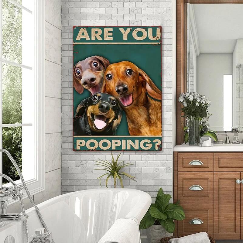 Are You Pooping Funny Dogs - Metal Sign - Gifts For Pet Lovers Personalized Custom Metal Sign-Jolura