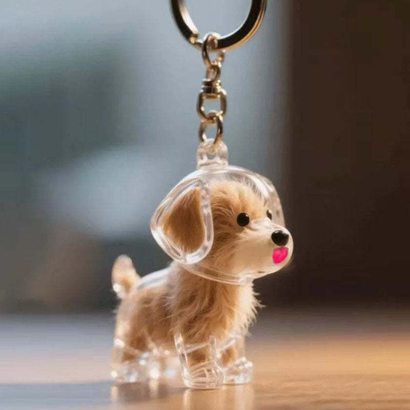 Happy Dog Hair Collector Keychain Charm Memorial Storage Box HC015