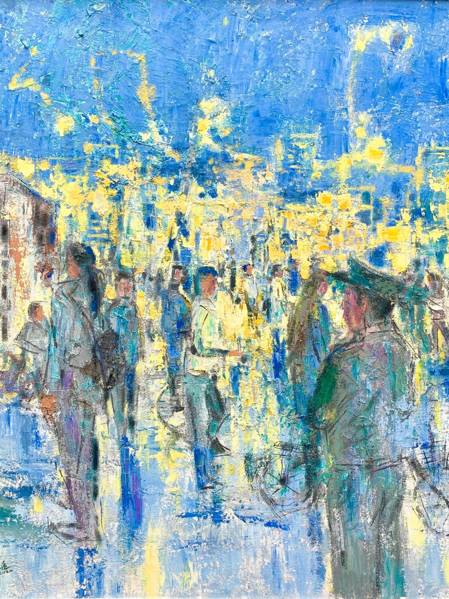 “Evening Commute: Neon Awakens” Oil on Canvas｜140cm × 110cm｜One-of-a-K