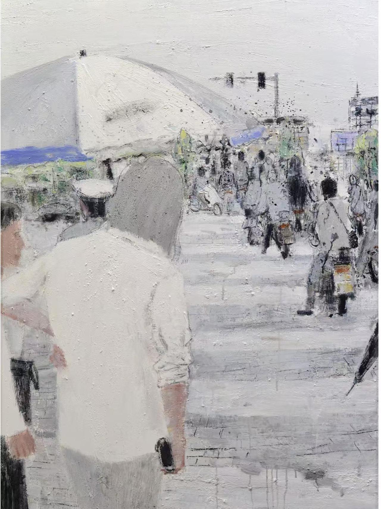 “Evening Commute No.15” Oil on Canvas｜180cm × 90cm｜One-of-a-Kind Original Artwork（Sold · Customizable）