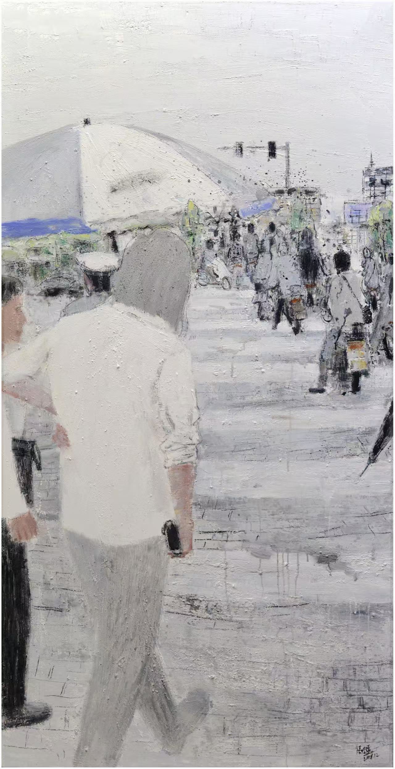 “Evening Commute No.15” Oil on Canvas｜180cm × 90cm｜One-of-a-Kind Original Artwork（Sold · Customizable）