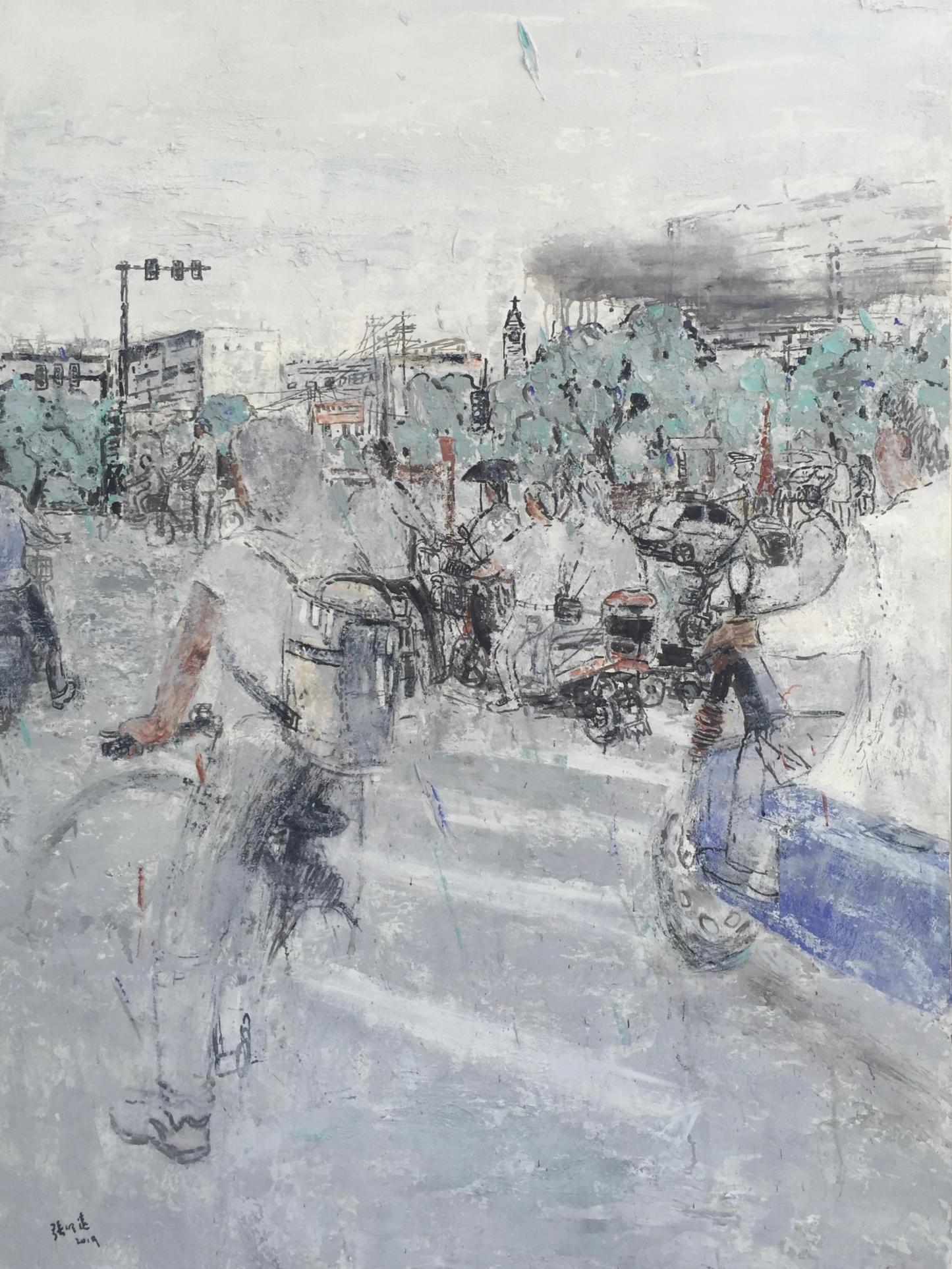 “Evening Commute No.32” Oil on Canvas｜190cm × 130cm｜One-of-a-Kind Original Work
