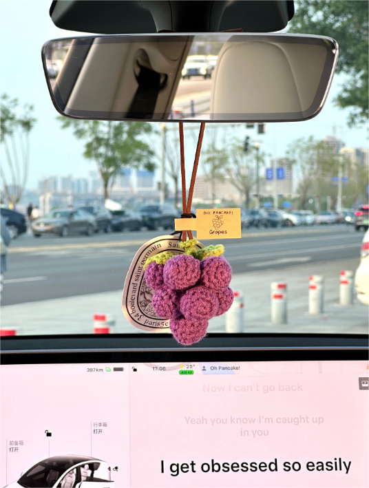 ChatGPT 说： Original Grape Bunch Charm – Handmade Knitted Decoration for Car Rearview Mirror, Bag, or Keychain · Grape Bunch Pendant (Includes Scented Pad)