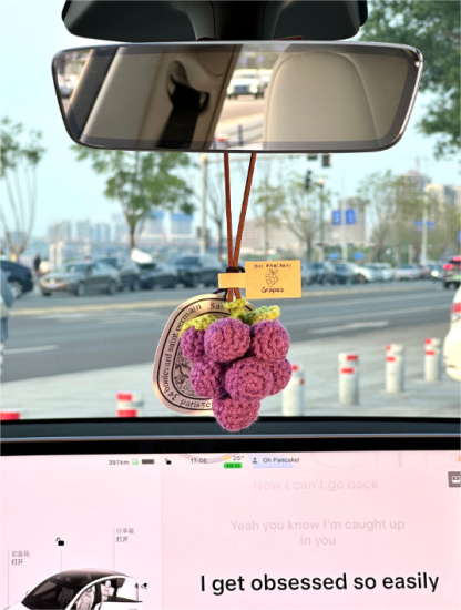 ChatGPT 说： Original Grape Bunch Charm – Handmade Knitted Decoration for Car Rearview Mirror, Bag, or Keychain · Grape Bunch Pendant (Includes Scented Pad)