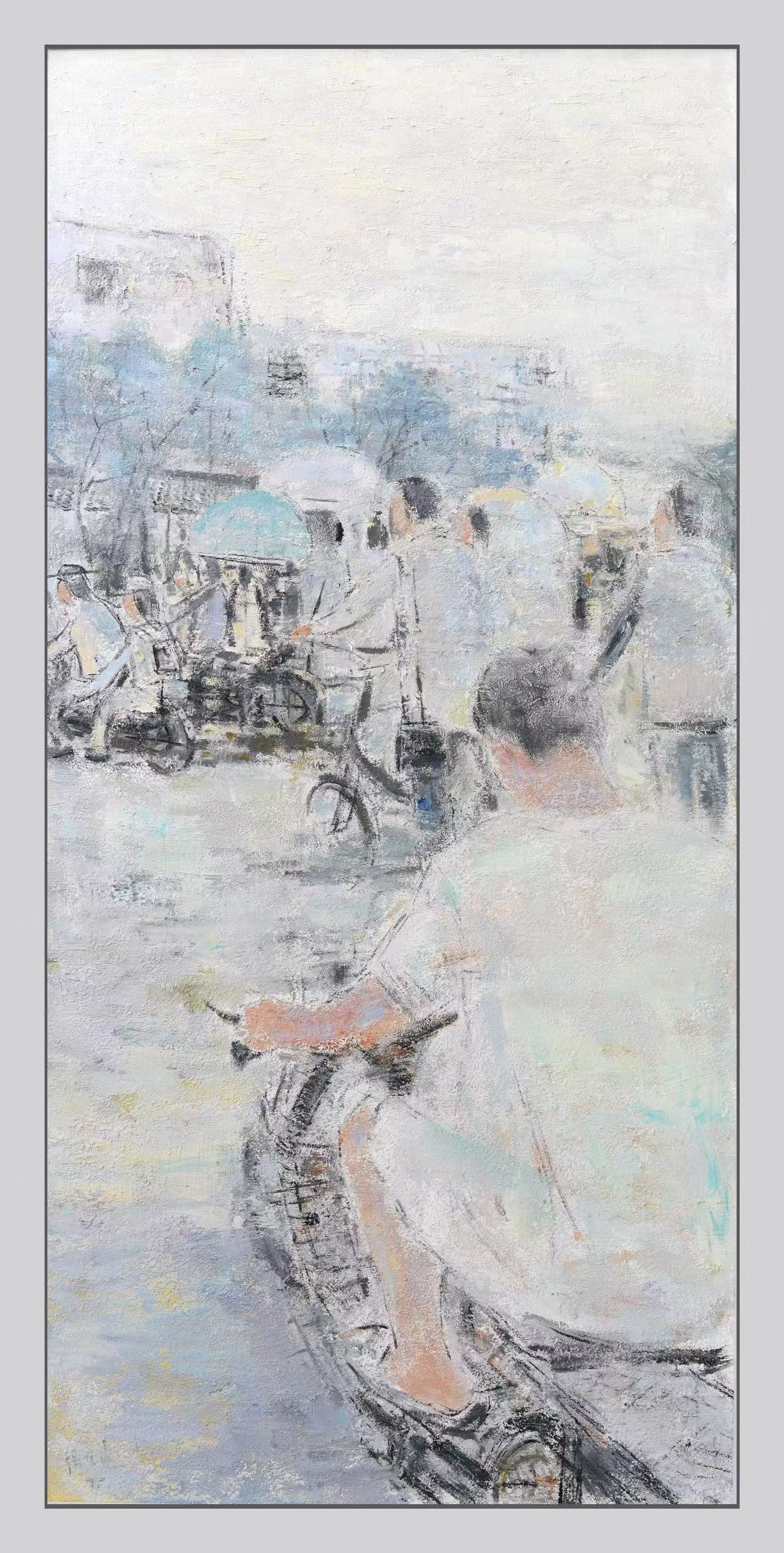 “Evening Commute: Rainy Day” Oil on Canvas｜11cm × 140cm｜One-of-a-Kind 