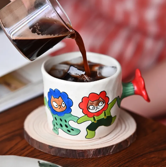 Dancing Cat Mug｜Ceramic Coffee Cup with Cat Handle – Creative & Cute Water Cup · Let's Dance · Cat Mug