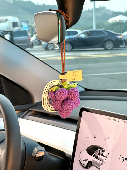 ChatGPT 说： Original Grape Bunch Charm – Handmade Knitted Decoration for Car Rearview Mirror, Bag, or Keychain · Grape Bunch Pendant (Includes Scented Pad)