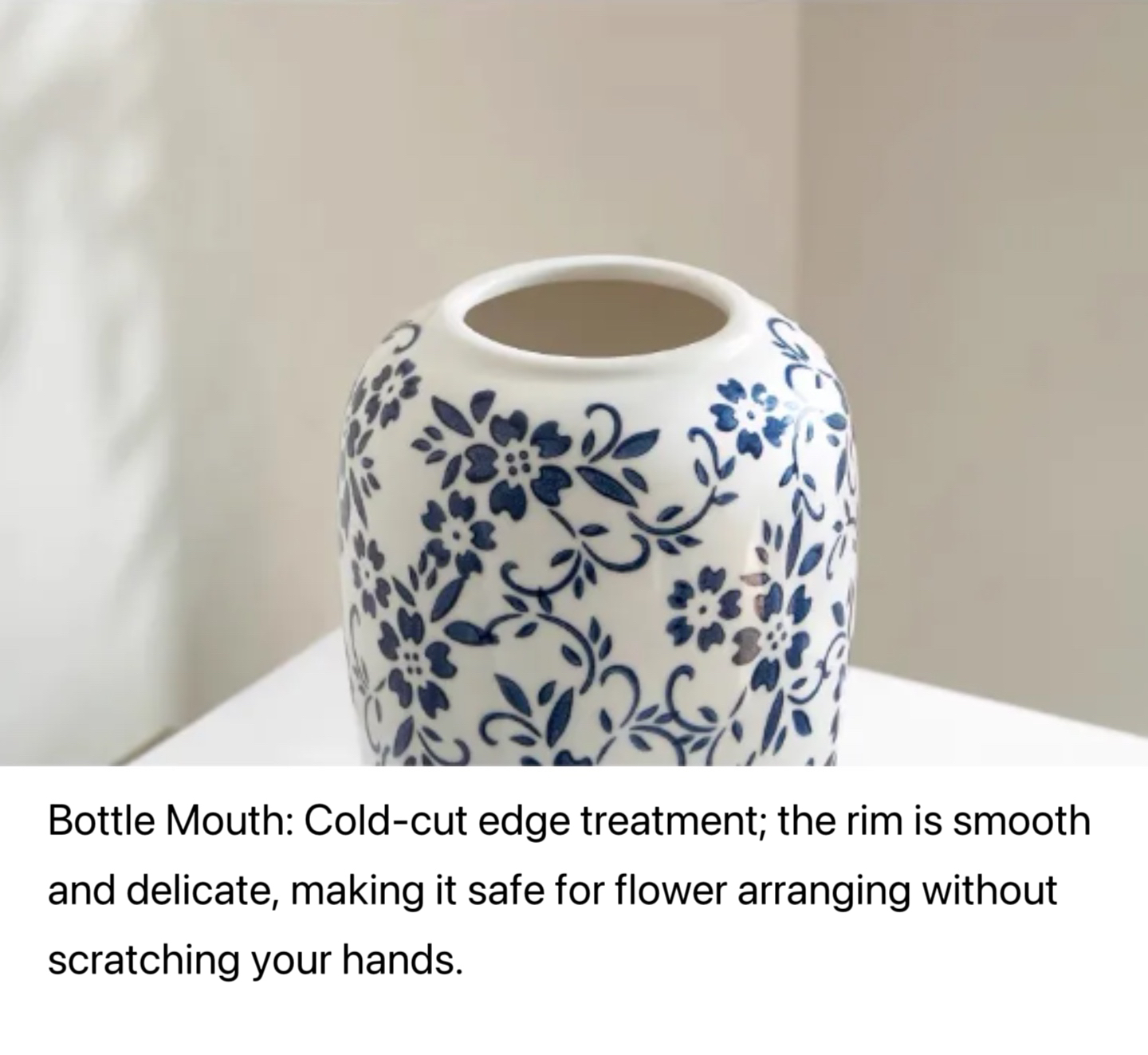 Jingdezhen Underglaze Hand-Painted Blue and White Porcelain Vase – New Chinese Style Ceramic Decoration with Peony, Snow Willow, and Wintergreen Motifs, Perfect for Living Room Display or Gifting