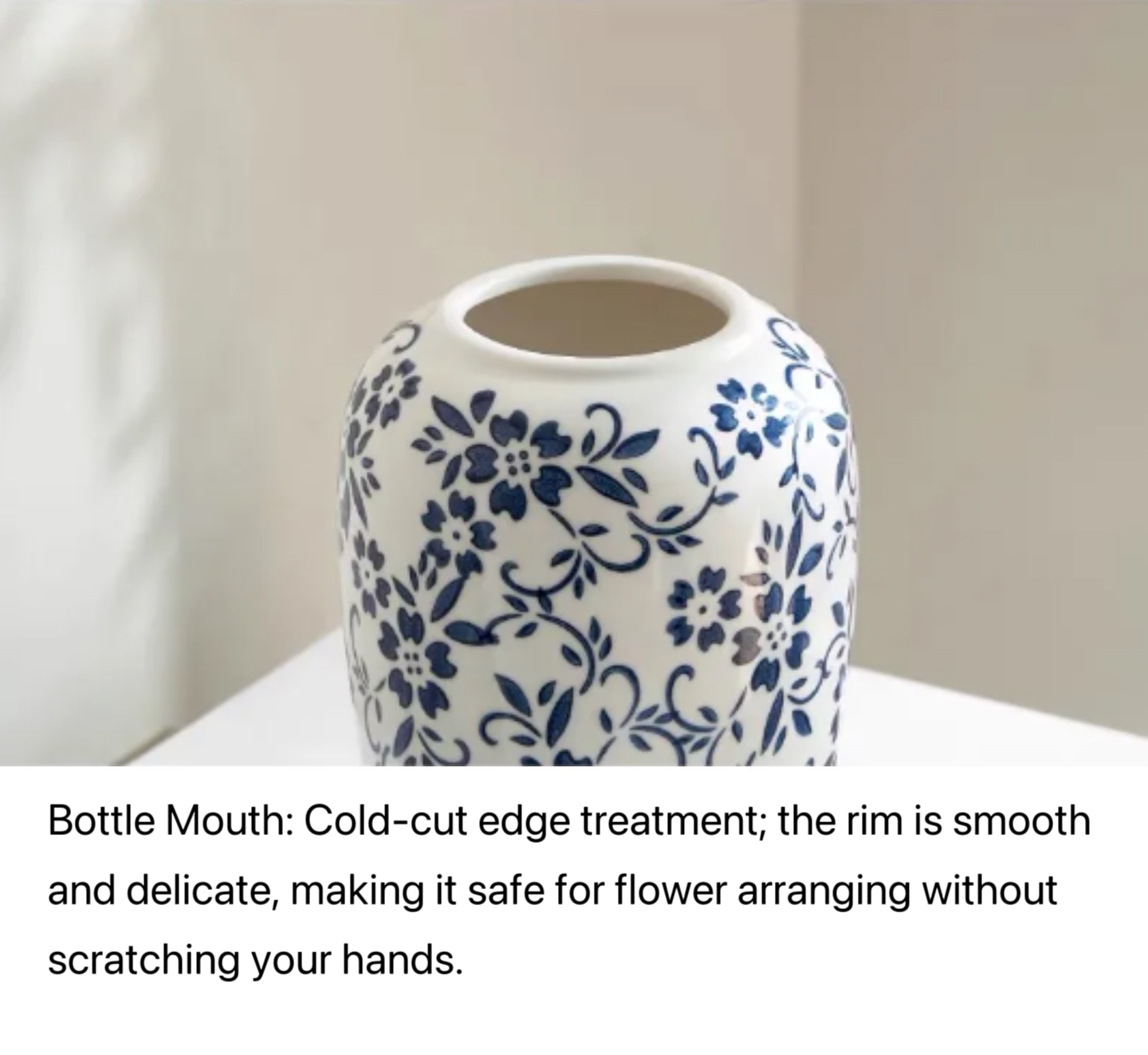 Jingdezhen Underglaze Hand-Painted Blue and White Porcelain Vase – New Chinese Style Ceramic Decoration with Peony, Snow Willow, and Wintergreen Motifs, Perfect for Living Room Display or Gifting