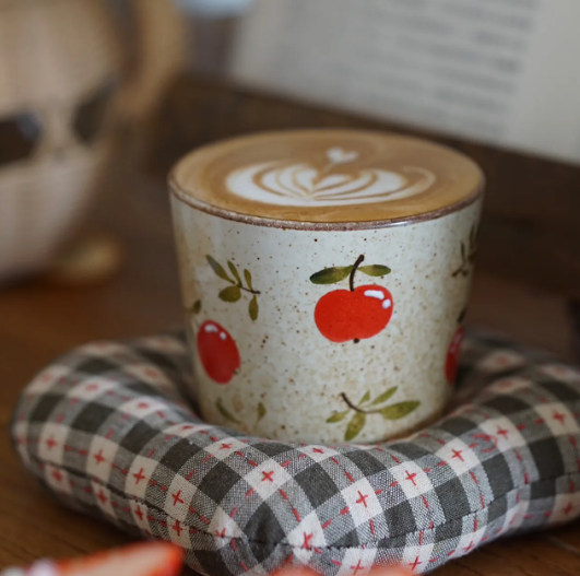 Jingdezhen Underglaze Handcrafted Cups – 230ml Flared Mouth Cup, 260ml Choko Cup, Latte Art Coffee Cup · Cherry Choko Cup 260ml