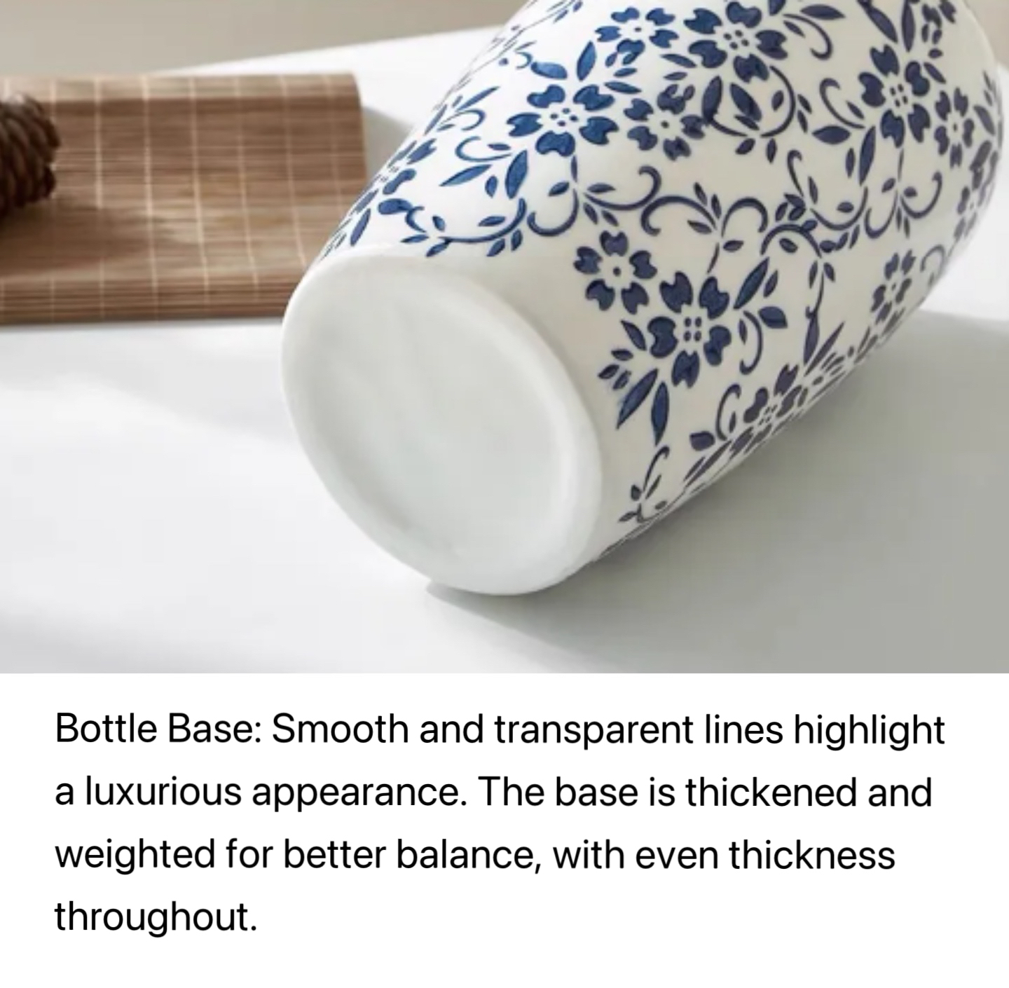 Jingdezhen Underglaze Hand-Painted Blue and White Porcelain Vase – New Chinese Style Ceramic Decoration with Peony, Snow Willow, and Wintergreen Motifs, Perfect for Living Room Display or Gifting