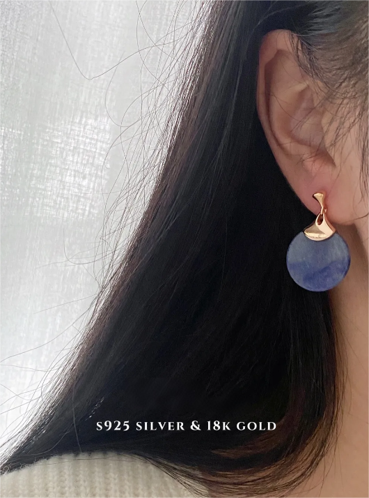 Lapis Lazuli Beaded Necklace · 38+6cm · Blue Aventurine Earrings (Each Pair Has Unique Patterns and Color Variations)