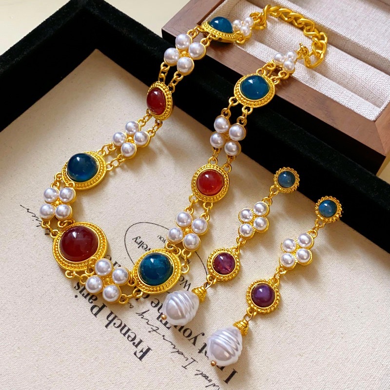 Vintage Geometric Imitation Pearl Double-Layer Choker Necklace – Court Style, Fashionable & Unique Statement Jewelry