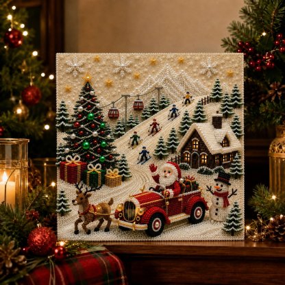 Last Day Promo: 70% OFF🎅 🎄 Premium 3D Pearl Christmas Wall Art Kit | Luxury Flocked Canvas with Scratch-Resistant Non-Fading Pearl Beads DIY Holiday Decor⛄️❄️