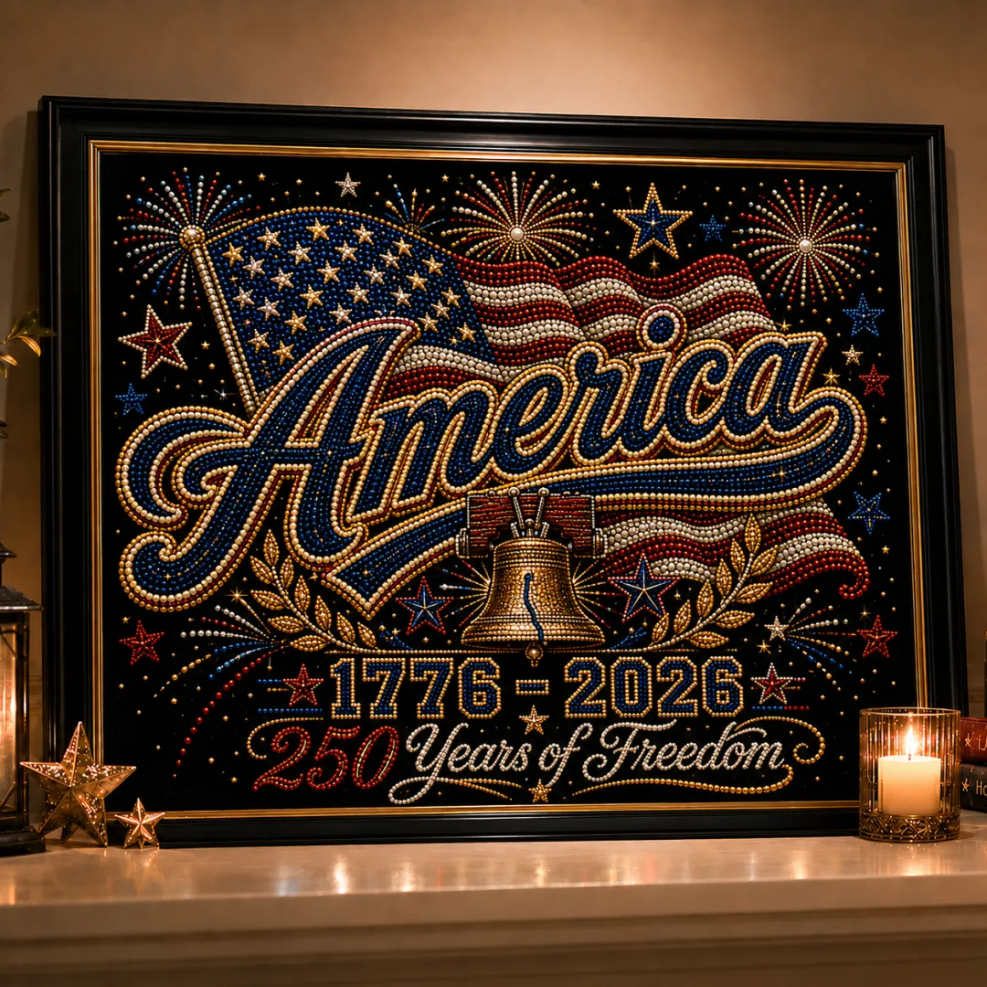 Last Day Promo: 70% OFF-America 250th Anniversary Pearl Art Kit – Stars & Stripes Skyline Limited Edition