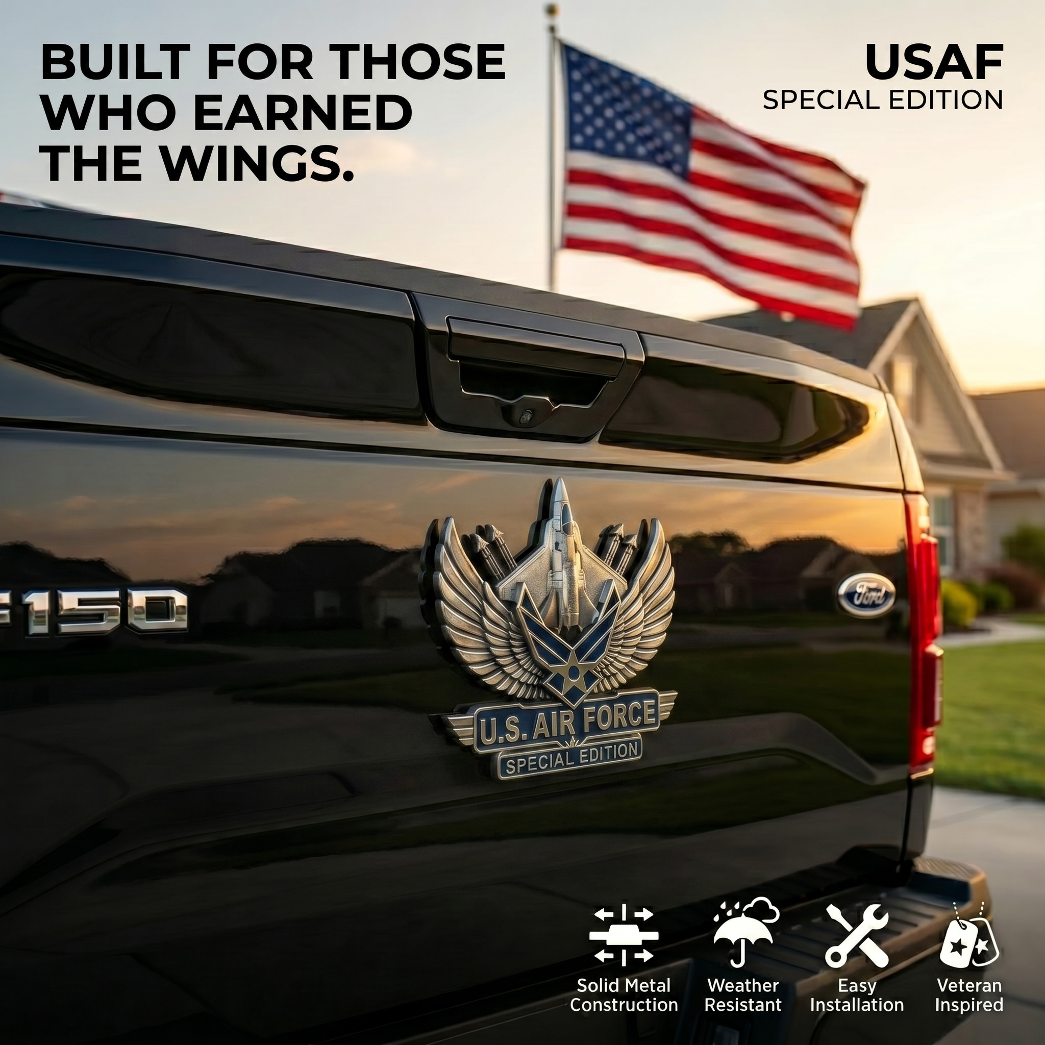 Premium USAF Chrome Emblem – Air Force Vehicle Badge