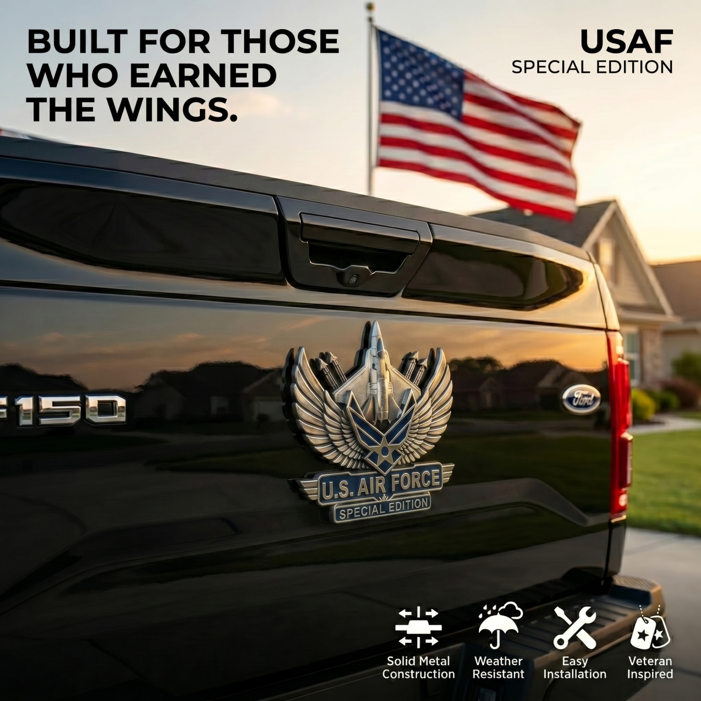 Premium USAF Chrome Emblem – Air Force Vehicle Badge