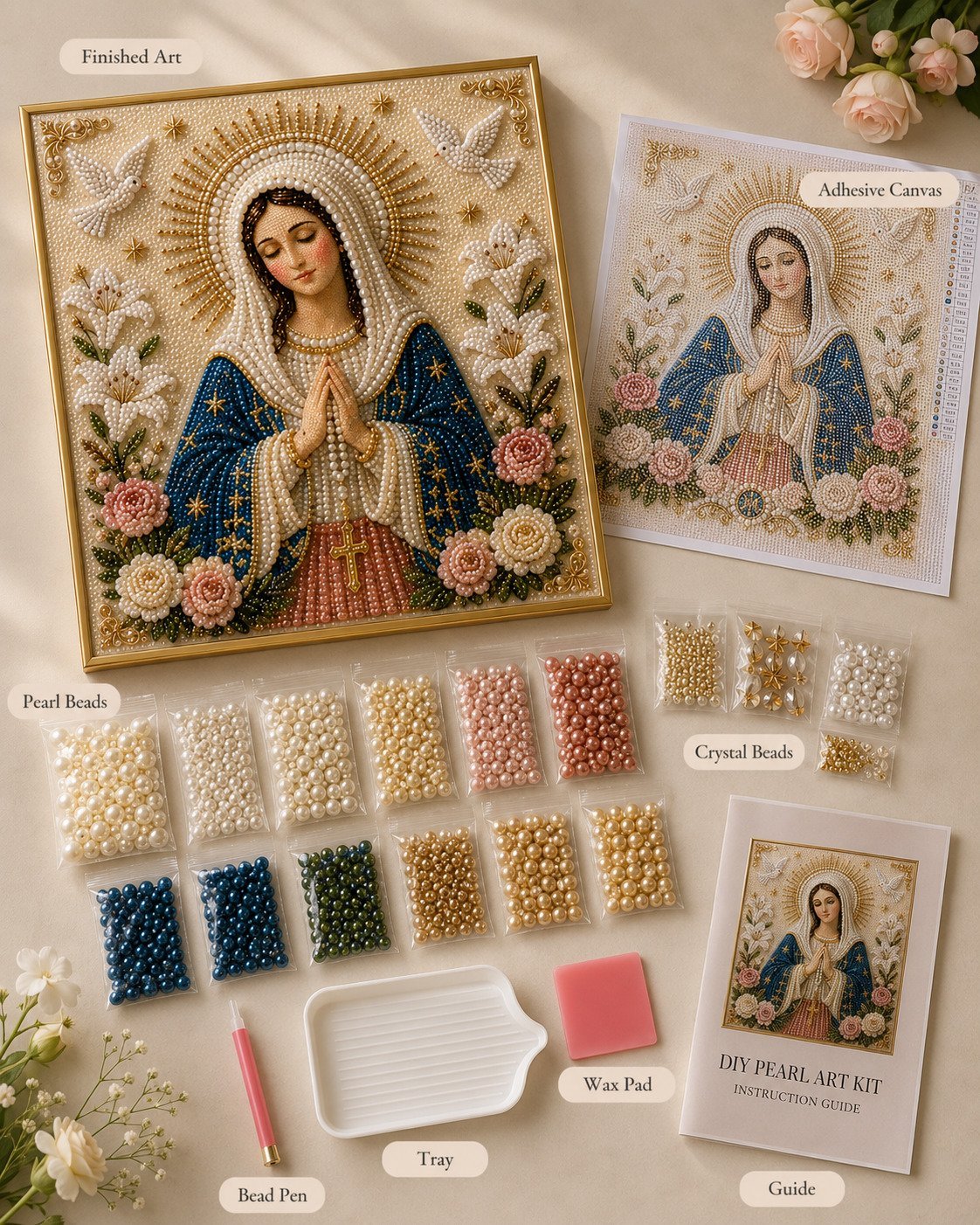 Last Day Promo: 70% OFF🙏 Divine Pearl Bead Virgin Mary Icon – A Peaceful DIY Faith Art Gift ✨