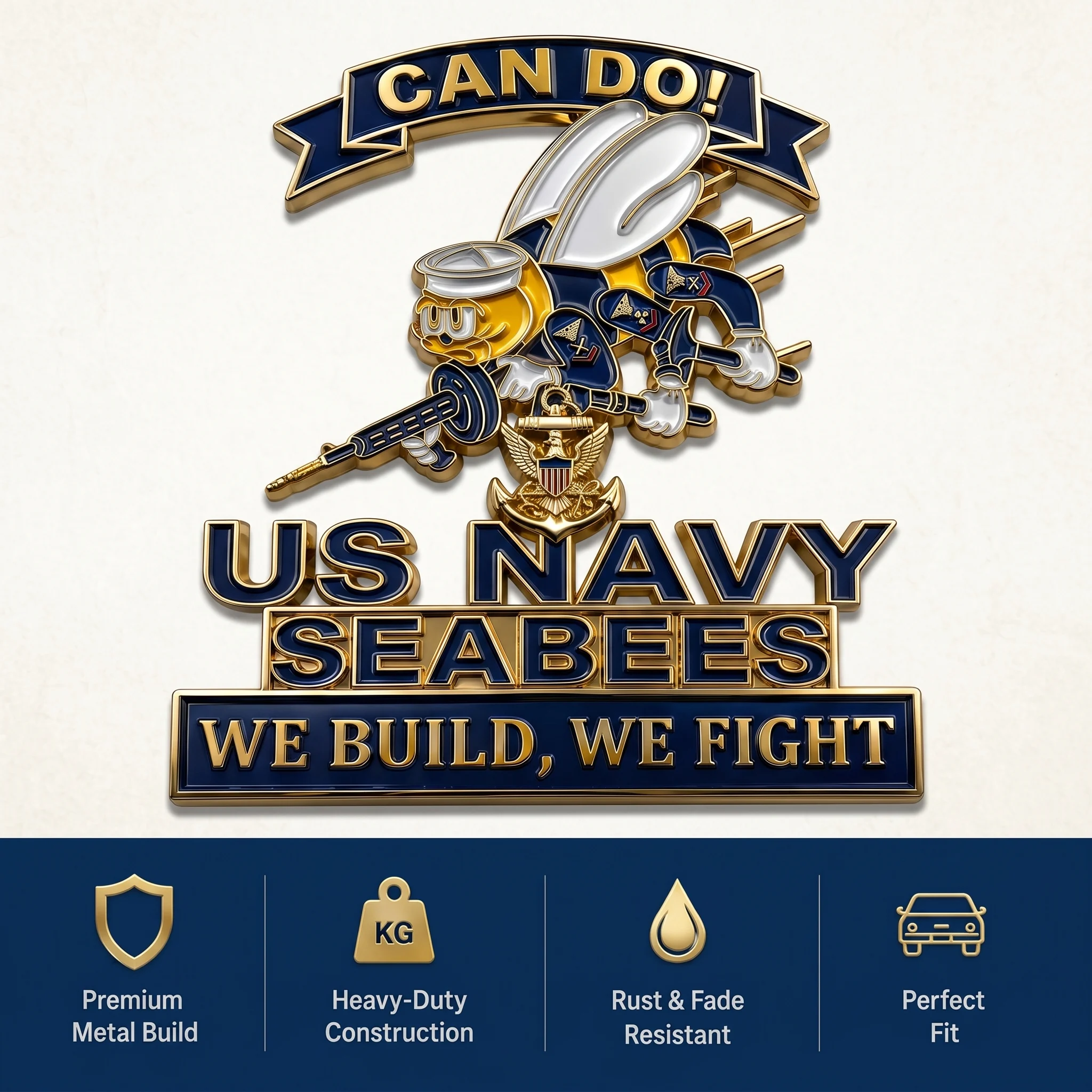 ⚓Last Day Promo: 49% OFF - 🐝US Navy Seabees Can Do! Car Emblem Metal Badge - ✈️Buy 2 Free Shipping Today!
