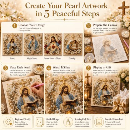 🔥 Last Day 70% OFF – ✝️ DIY Jesus Pearl Art Kit | 3D Pearl-Style Christian Artwork for Prayer Corners & Faith Gifts