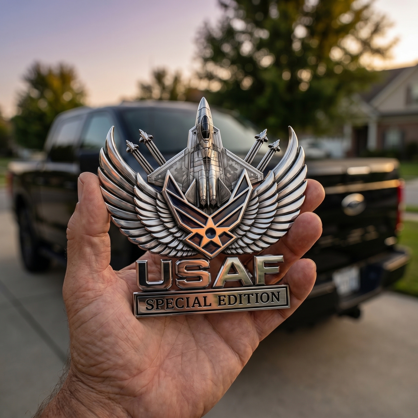 Premium USAF Chrome Emblem – Air Force Vehicle Badge