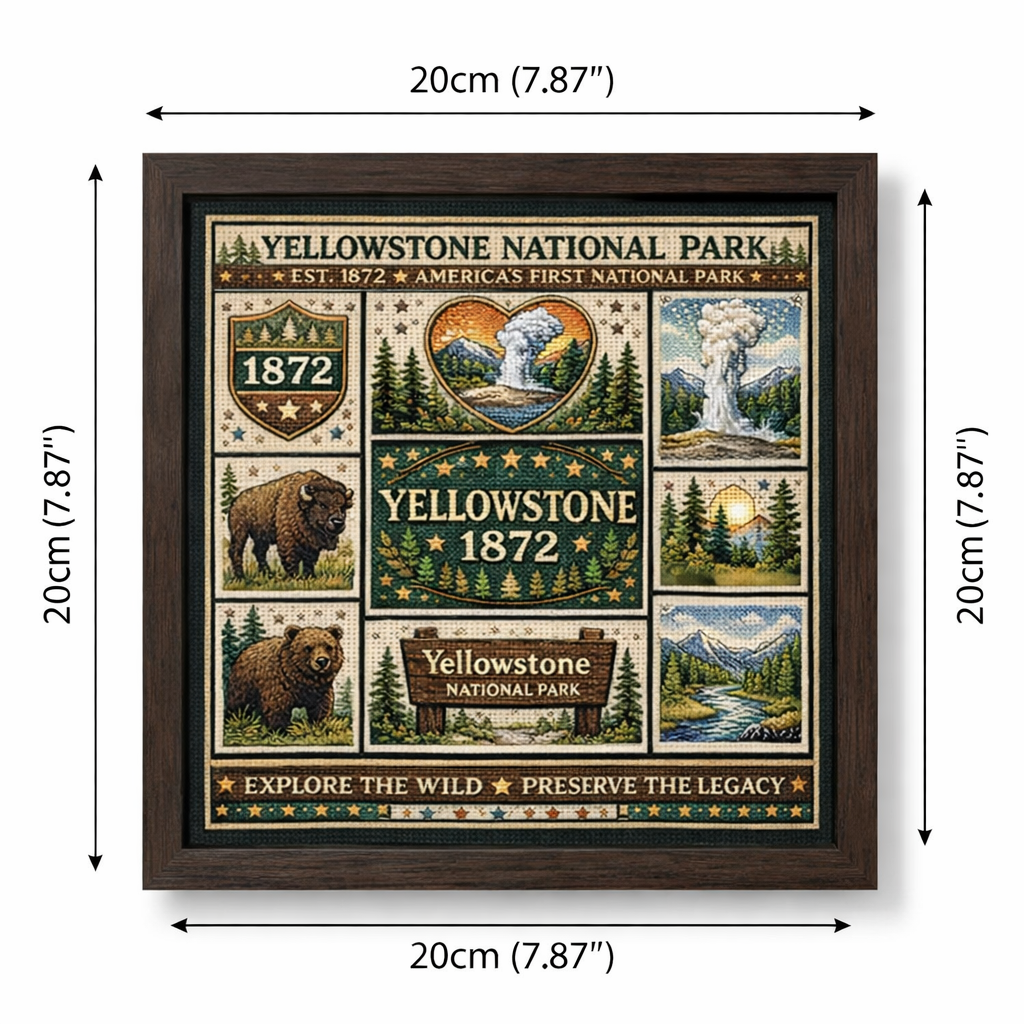 🌲 Yellowstone National Park Embroidery Kit – 1872 Heritage Edition