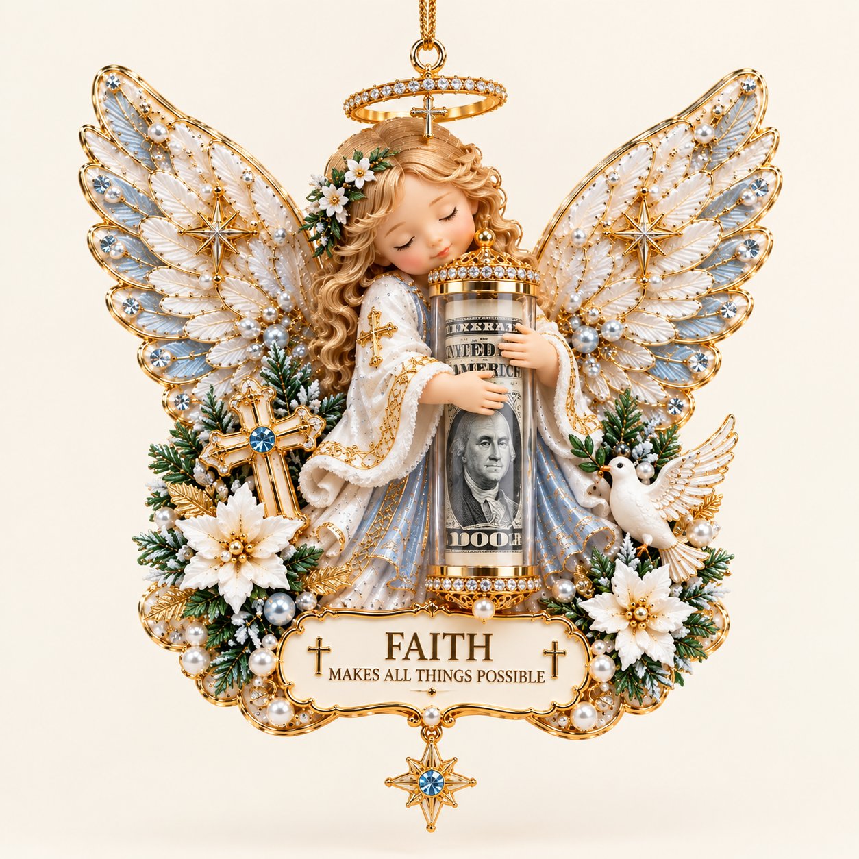 3D Angel Christmas Cash Gift Ornament