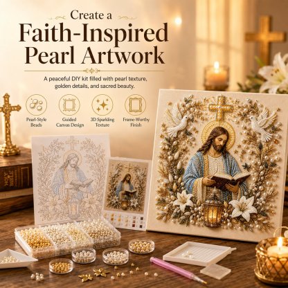 🔥 Last Day 70% OFF – ✝️ DIY Jesus Pearl Art Kit | 3D Pearl-Style Christian Artwork for Prayer Corners & Faith Gifts