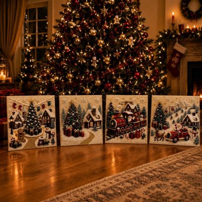 Last Day Promo: 70% OFF🎅 🎄 Premium 3D Pearl Christmas Wall Art Kit | Luxury Flocked Canvas with Scratch-Resistant Non-Fading Pearl Beads DIY Holiday Decor⛄️❄️