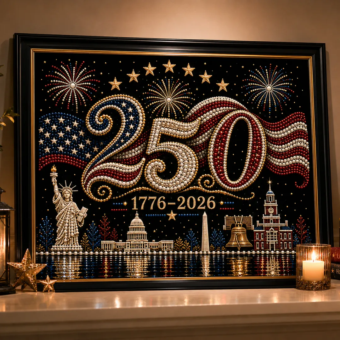 Last Day Promo: 70% OFF-America 250th Anniversary Pearl Art Kit – Stars & Stripes Skyline Limited Edition